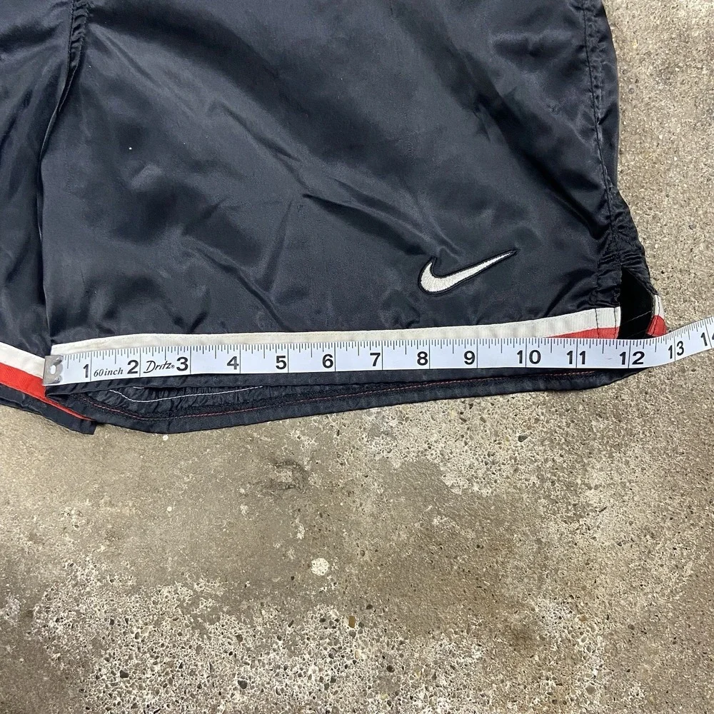 Vintage 90s Nike Nylon Shorts Youth Size Medium Black Drawstring Swoosh Logo